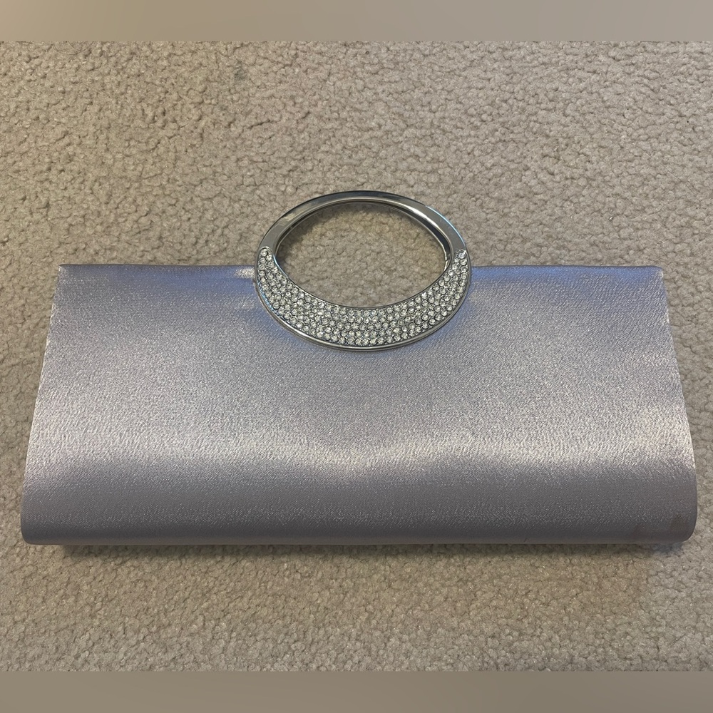 Silver with Rhinestone Detail Clutch